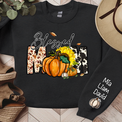 Lofaris Fall Pumpkin Sunflower Blessed Mom Custom Sweatshirt