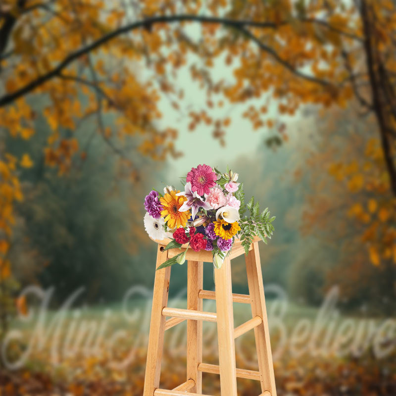 Lofaris Fallen Leaves Trees Grass Autumn Backdrop For Photo