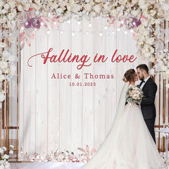 Lofaris Falling in Love Wood Light and Floral Wedding Backdrop