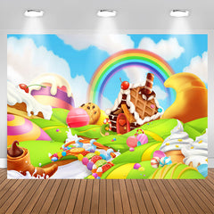 Lofaris Fantasy Candy Land Rainbow Dessert Birthday Backdrop