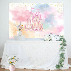 Lofaris Fantasy Cloud Glitter Castle Girl Birthday Backdrop