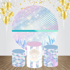 Lofaris Fantasy Mermaid Pearl Round Birthday Backdrop Kit