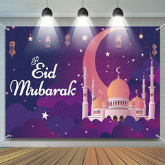 Lofaris Fantasy Palace Purple Pattern Eid Mubarak Backdrop