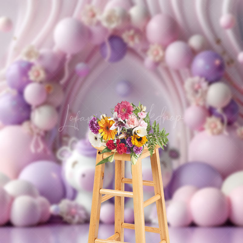 Lofaris Fantasy Pink Purple Floral Unicorn Photo Backdrop