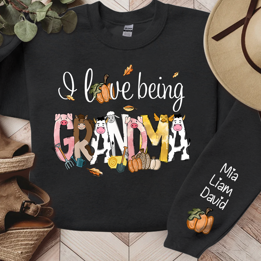 Lofaris Farm Animal I Love Being Grandma Custom Sweatshirt