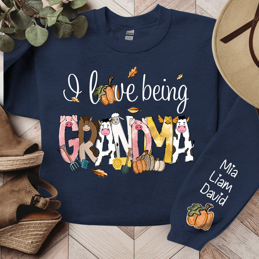 Lofaris Farm Animal I Love Being Grandma Custom Sweatshirt