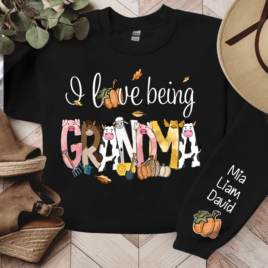 Lofaris Farm Animal I Love Being Grandma Custom Sweatshirt