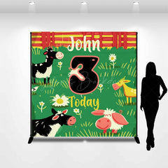 Lofaris Farm Animals Lawn Custom Name 3rd Birthday Backdrop