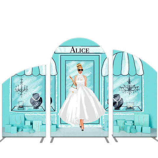 Lofaris Fashion Girl Shopping Turquoise Birthday Arch Backdrop Kit