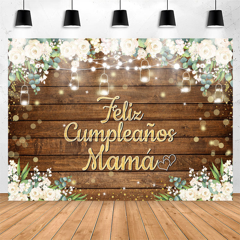 Lofaris Feliz Cumplea?os Mam¨¢ Floral Wood Birthday Backdrop