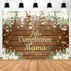 Lofaris Feliz Cumplea?os Mam¨¢ Floral Wood Birthday Backdrop