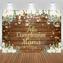 Lofaris Feliz Cumplea?os Mam¨¢ Floral Wood Birthday Backdrop