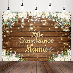 Lofaris Feliz Cumplea?os Mam¨¢ Floral Wood Birthday Backdrop