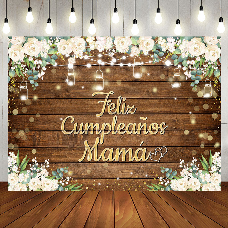 Lofaris Feliz Cumplea?os Mam¨¢ Floral Wood Birthday Backdrop
