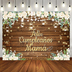 Lofaris Feliz Cumplea?os Mam¨¢ Floral Wood Birthday Backdrop