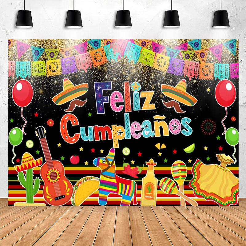 Lofaris Feliz Cumpleanos Mexican Fiesta Birthday Backdrop