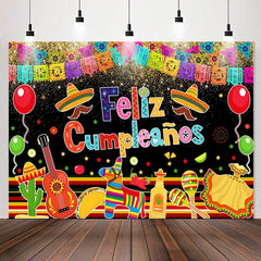 Lofaris Feliz Cumpleanos Mexican Fiesta Birthday Backdrop