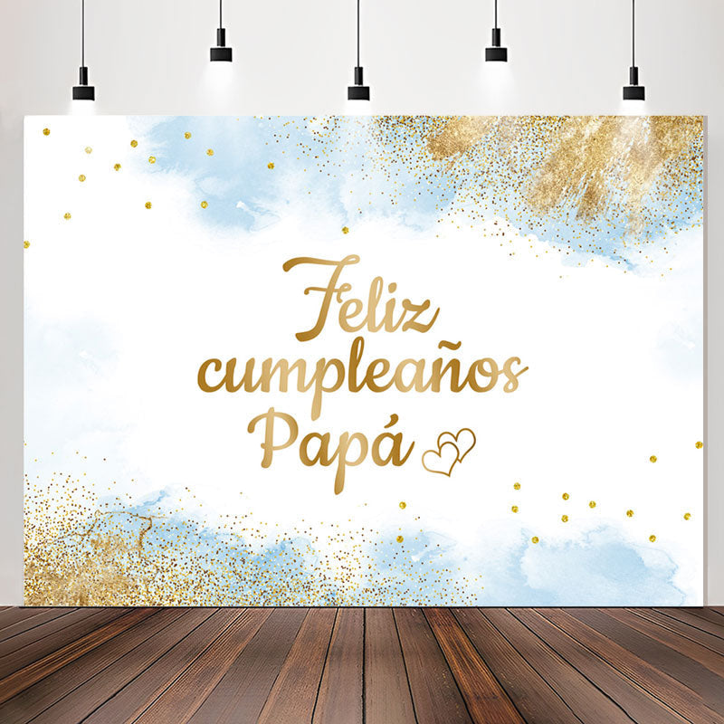 Lofaris Feliz Cumpleanos Papa Blue Glitter Birthday Backdrop