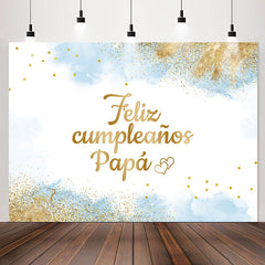 Lofaris Feliz Cumpleanos Papa Blue Glitter Birthday Backdrop