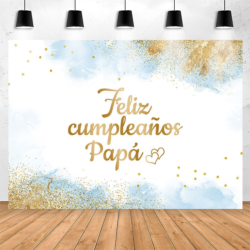 Lofaris Feliz Cumpleanos Papa Blue Glitter Birthday Backdrop