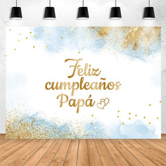 Lofaris Feliz Cumpleanos Papa Blue Glitter Birthday Backdrop