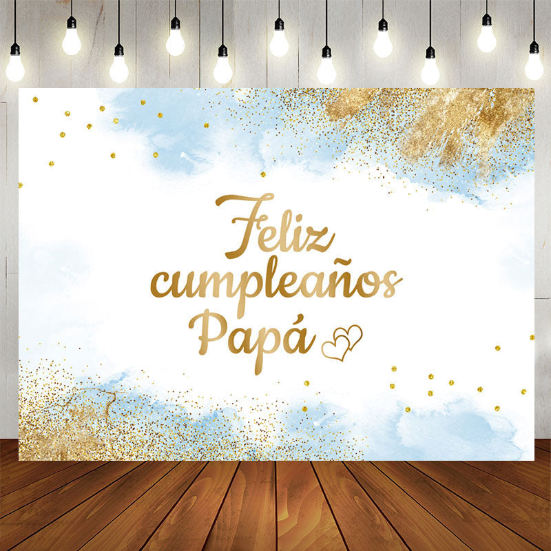 Lofaris Feliz Cumpleanos Papa Blue Glitter Birthday Backdrop