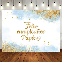 Lofaris Feliz Cumpleanos Papa Blue Glitter Birthday Backdrop