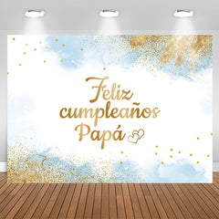 Lofaris Feliz Cumpleanos Papa Blue Glitter Birthday Backdrop