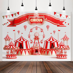 Lofaris Ferris Wheel Carousel Red Circus Birthday Backdrop
