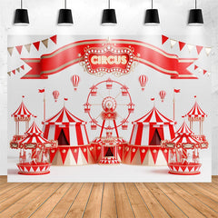 Lofaris Ferris Wheel Carousel Red Circus Birthday Backdrop