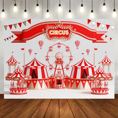 Lofaris Ferris Wheel Carousel Red Circus Birthday Backdrop