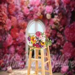 Lofaris Fine Art Vintage Floral Window Photography Backdrop