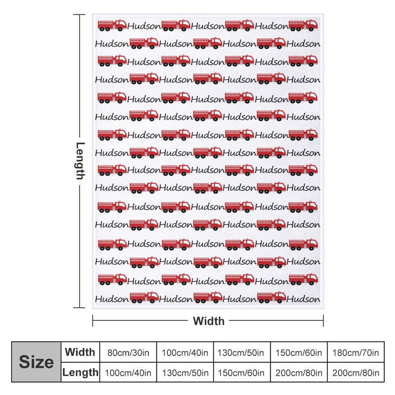 Lofaris Fire Truck Simple Personalized Boys Name Blanket