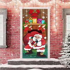Lofaris Fireplace Santa Gift Stockings Christmas Door Cover