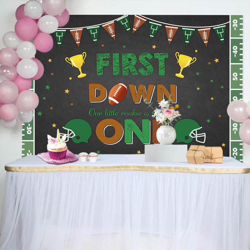 Lofaris First Down Rookie Sports Boys 1st Birthday Backdrop