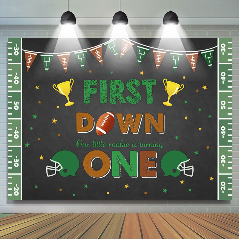 Lofaris First Down Rookie Sports Boys 1st Birthday Backdrop