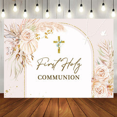 Lofaris First Holy Communion Boho Floral Baptism Backdrop