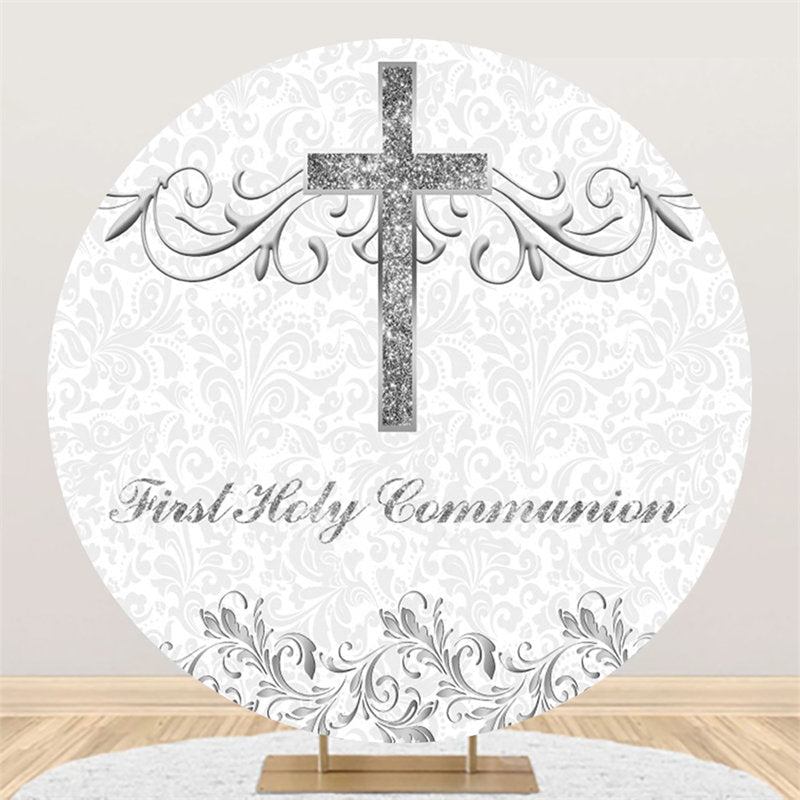 Lofaris First Holy Communion Sliver Round baptism Backdrop