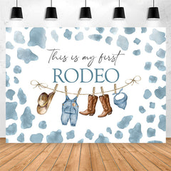 Lofaris First Redeo Blue Spot Western Style 1th Birthday Backdrop