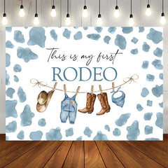 Lofaris First Redeo Blue Spot Western Style 1th Birthday Backdrop