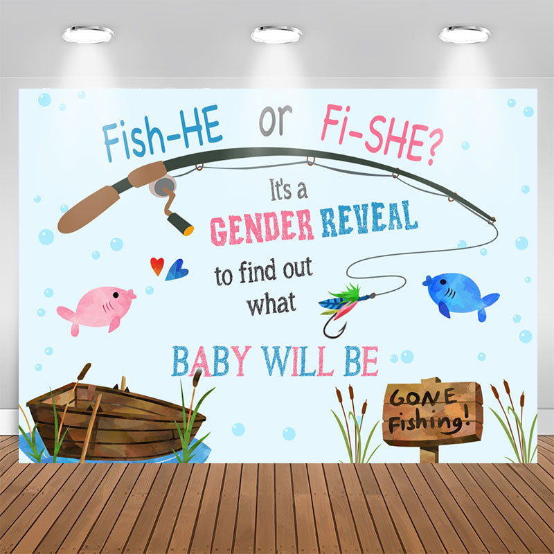 Lofaris Fish He Or She Baby Will Be Gender Reveal Backdrop