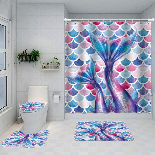 Lofaris Fish Scales Mermaid Tail Decorative Shower Curtain