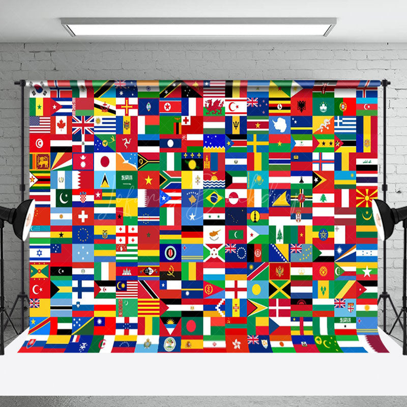 Lofaris Flag Of All Countries World Map Backdrop For Party