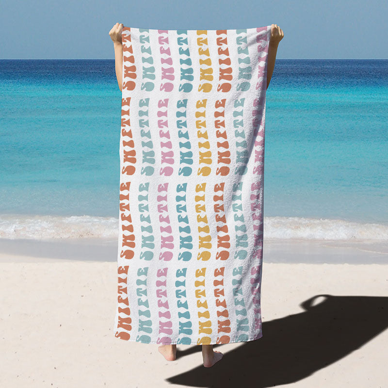 Lofaris Flamingo Color Personalized Name Beach Towel for Vacation