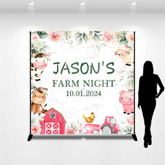 Lofaris Floral Animals Farm Night Custom Birthday Backdrop