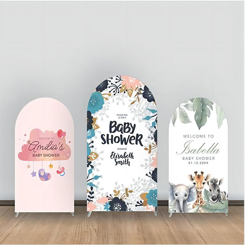 Lofaris Floral Animals Green Leaf Clound Arch Backdrop Kit