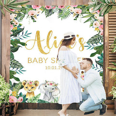 Lofaris Floral Animals Leaves Safari Custom Name Backdrop