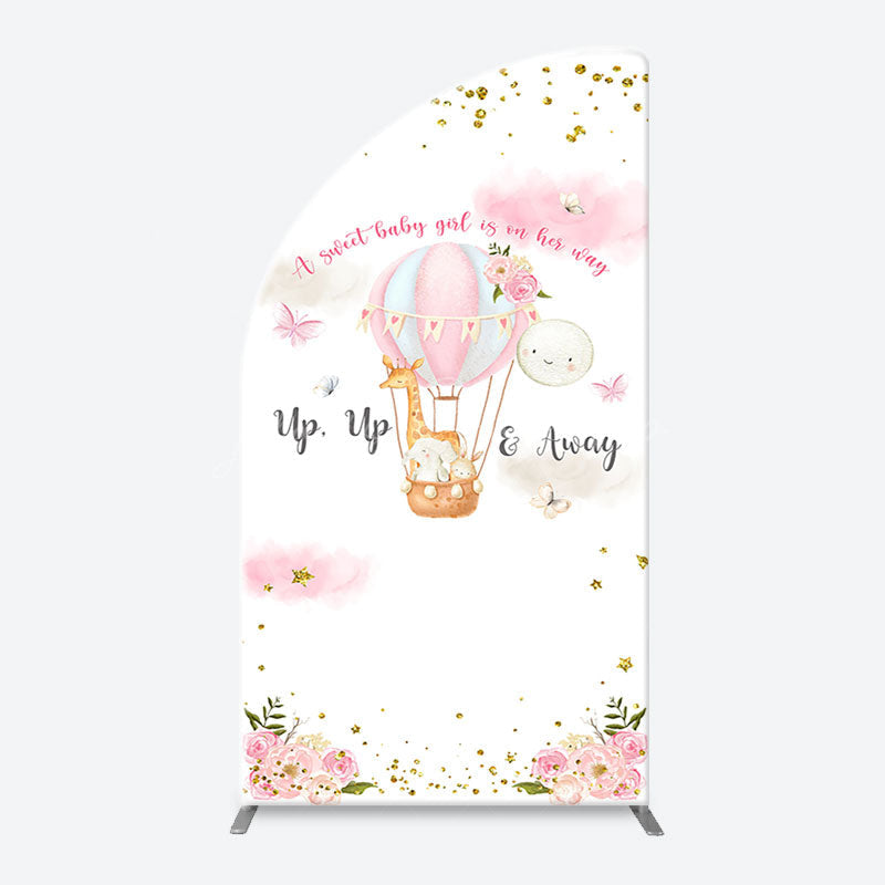 Lofaris Floral Animals Up Away Arch Baby Shower Backdrop