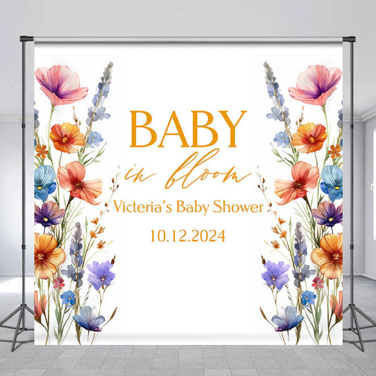 Lofaris Floral Baby In Bloom Custom Gender Reveal Backdrop