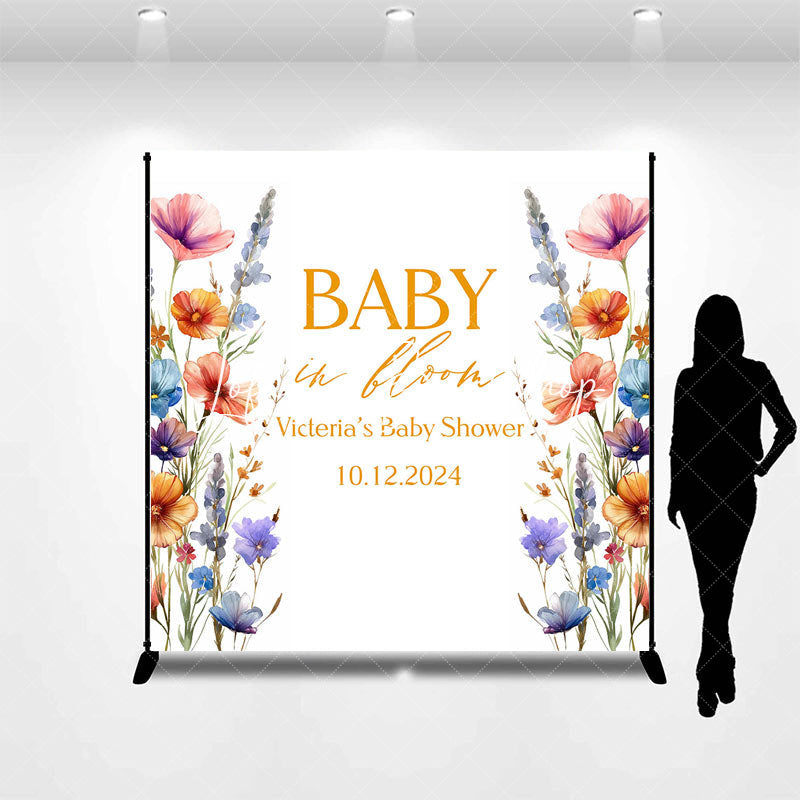 Lofaris Floral Baby In Bloom Custom Gender Reveal Backdrop